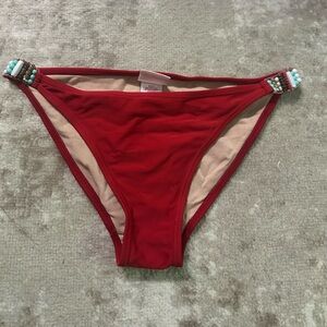 Xhileration Red beaded bikini bottom